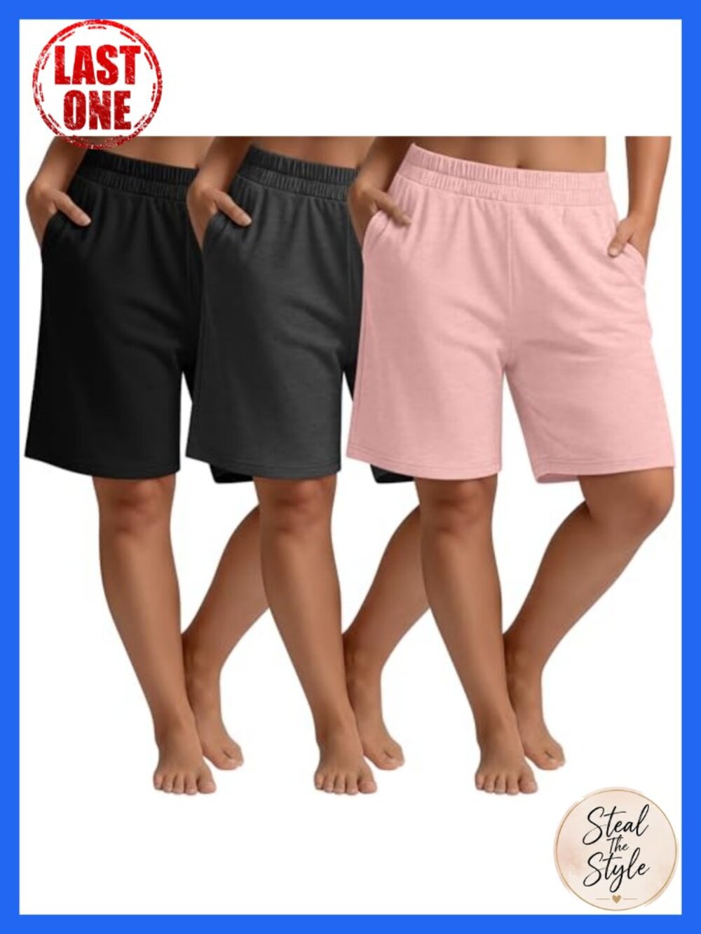 3 Pack Plus Size Bermuda Shorts for Women High Waisted Cotton Spandex